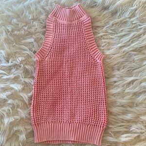 Michael Kors Sleeveless Mock Neck cotton Sweater Pink/coral /Salmon size XS